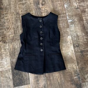 J. Crew Black Sleeveless Button-Down Vest